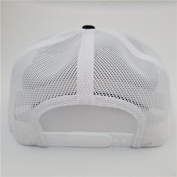 Retro 70s Michelin Man Flat Bill Snapback Mesh Trucker Embroidered Patch Blu Whi - Picture 4 of 4